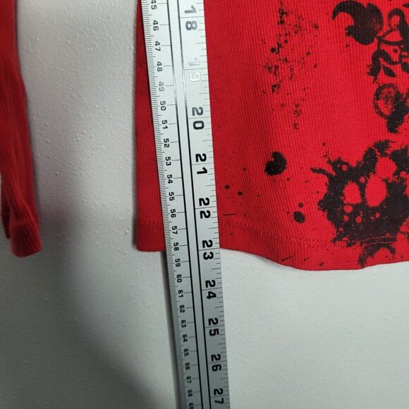 y2K red black grunge cyber thermal studded emo long sleeve top size medium - Picture 6 of 6